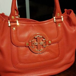 Tory Burch Amada Hobo red orange handbag